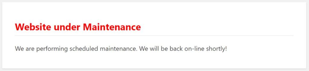 WordPress Maintenance Mode