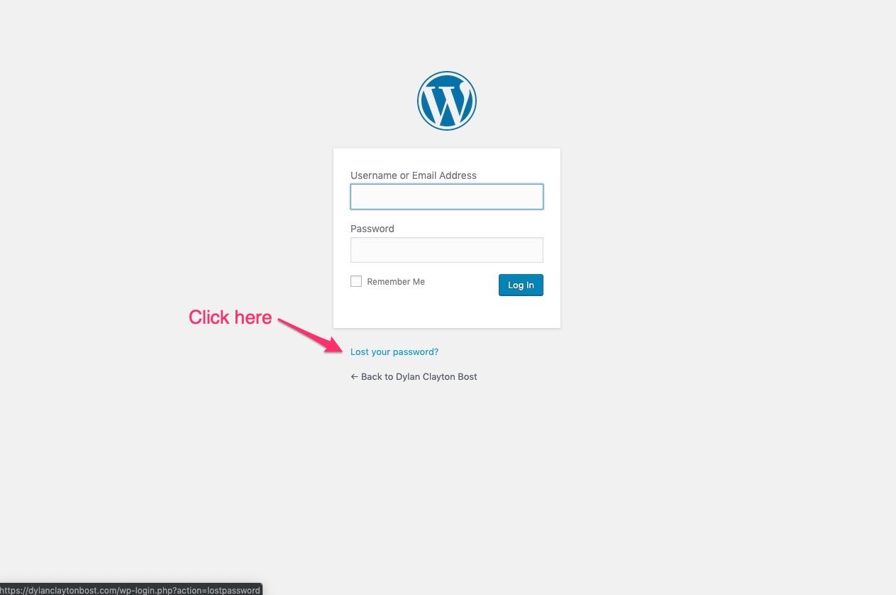 WordPress login screen
