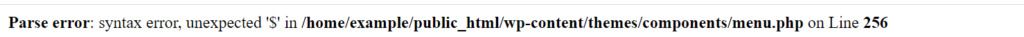 WordPress syntax error