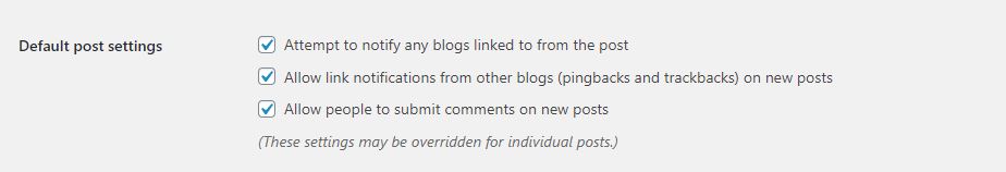 WordPress Comments and Link Settings