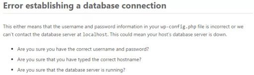 Error Establishing Database Connection