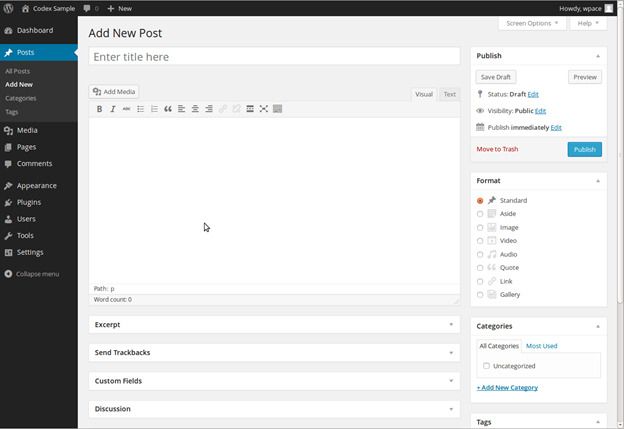 Add New WordPress Blog Post