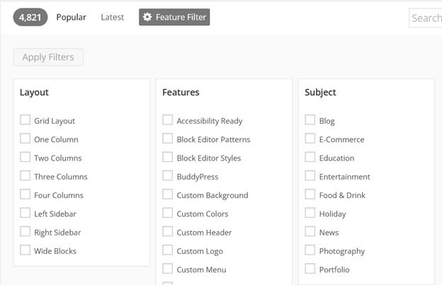 Select WordPress Theme Features