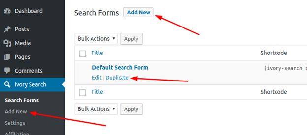 Ivory Search Add New Form