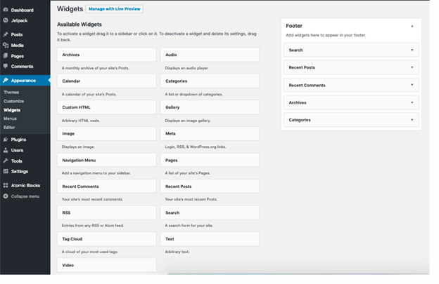 WordPress Widget Menu
