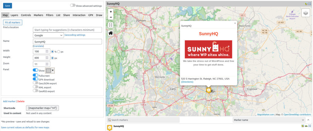 Sunny HQ on Maps Marker Pro