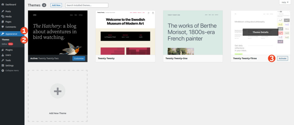 WP-appearance-themes