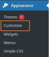 WordPress Appearance Menu