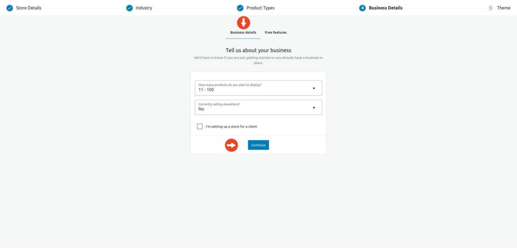 WooCommerce wizard business details