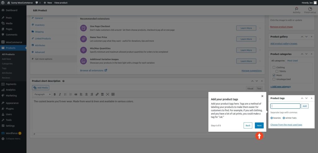 WooCommerce quick start product tags