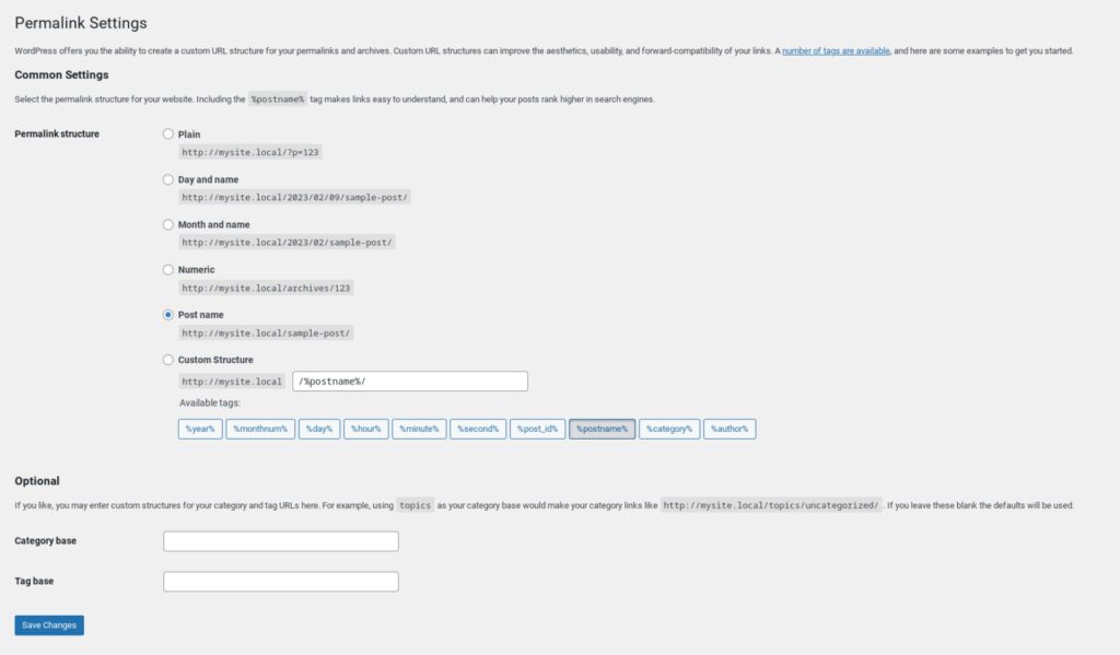 WordPress permalinks