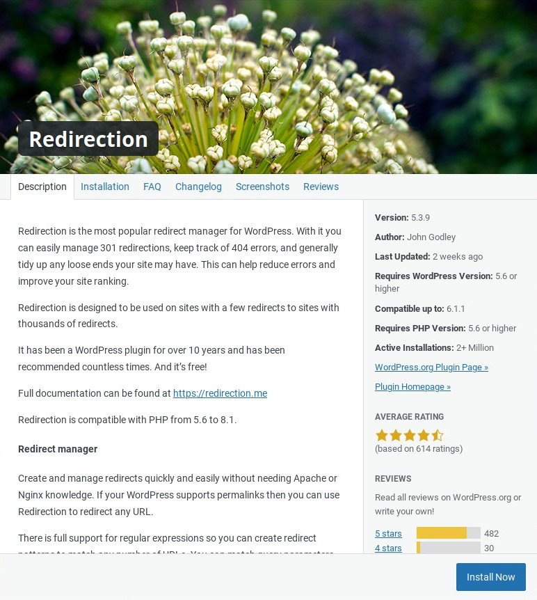 WordPress redirection plugin