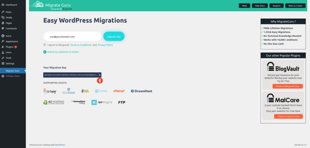 Migrate Guru Migration Key