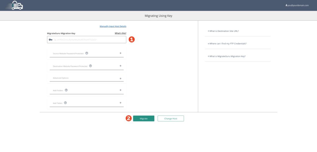 Migrate Guru enter key