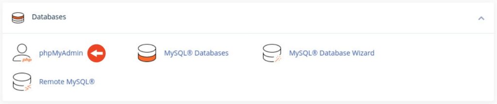 cPanel databases