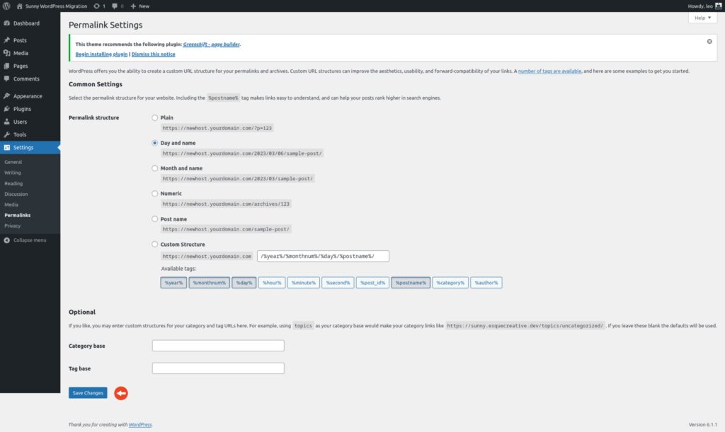 WordPress permalinks