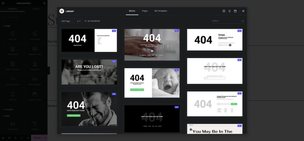 Elementor 404 Library