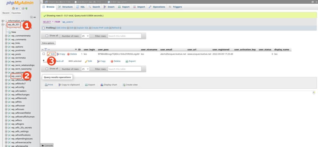 phpMyAdmin wp_users