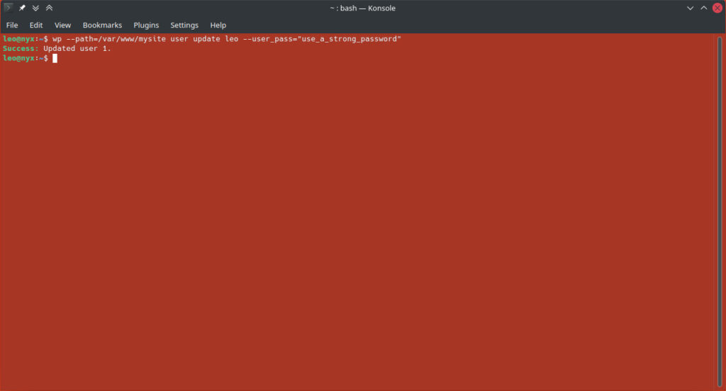 wpcli password reset