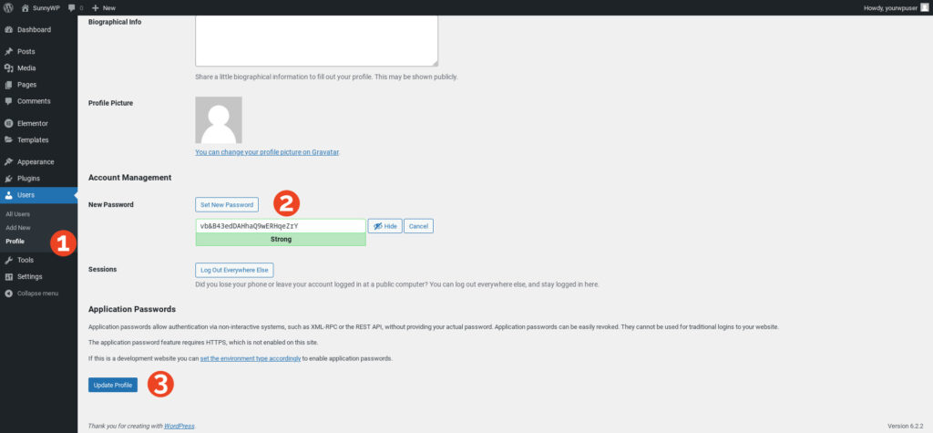 WordPress change password