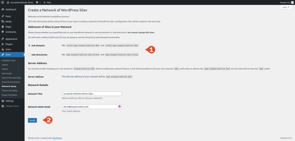 WordPress Multisite Install