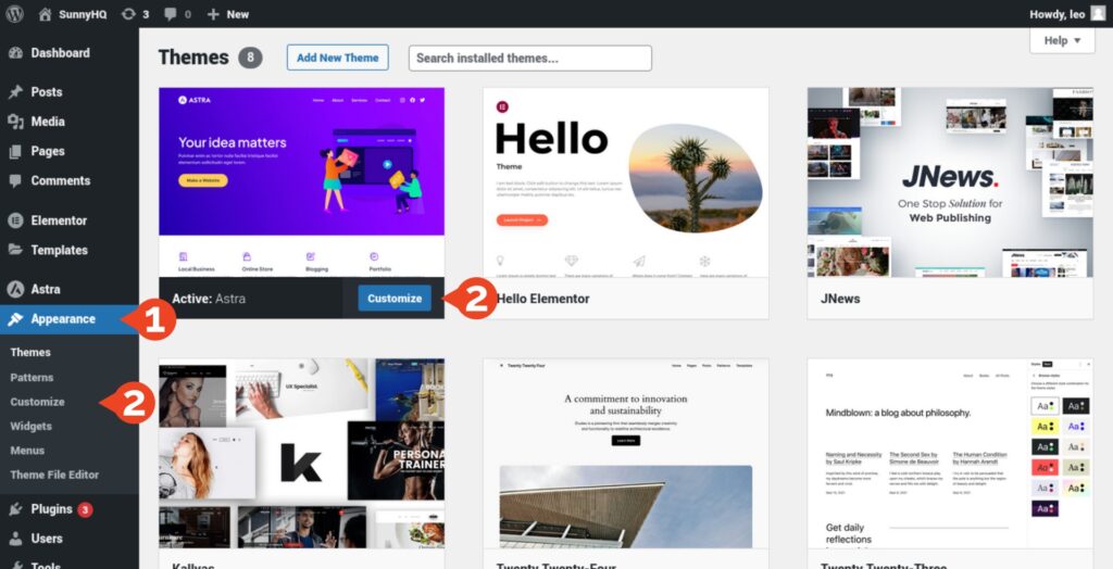 Astra Customizer Footer