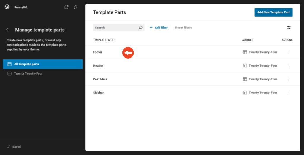 All Template Parts Footer