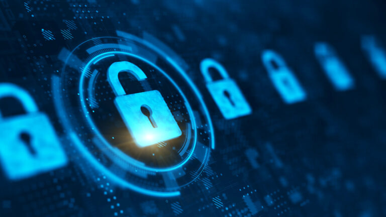 Cyber Security and safety information, personal data concept. Digital Padlock. 3d rendering