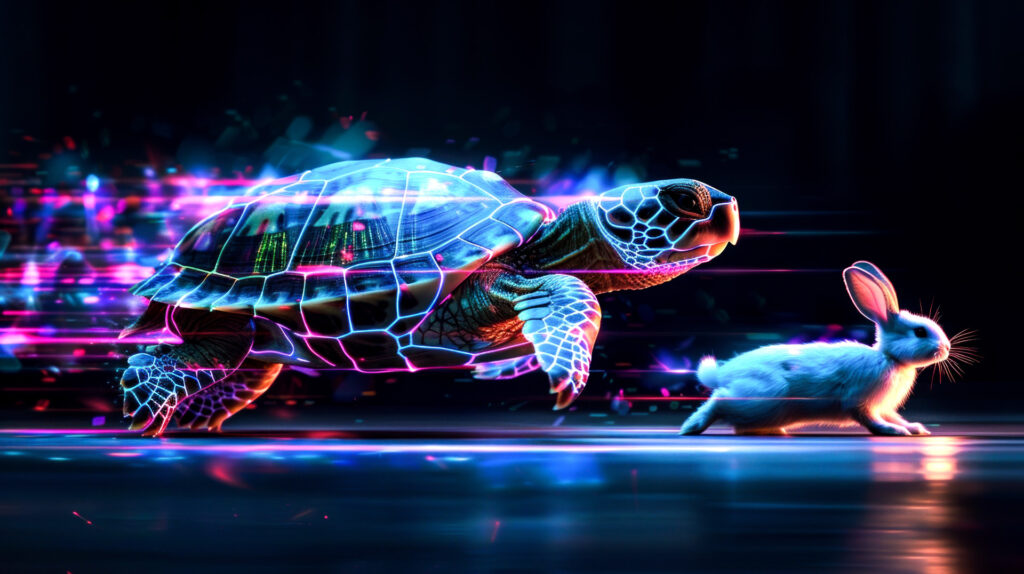 illustration high speed using running rabit and turtle effect light speed