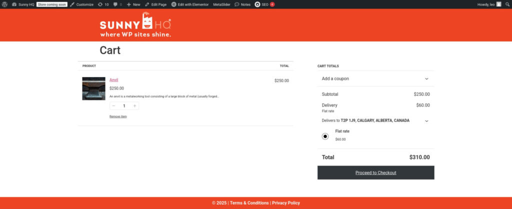 Heavy shipping example