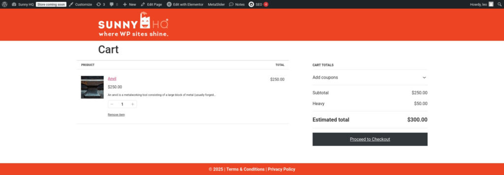 Anvil shipping option result