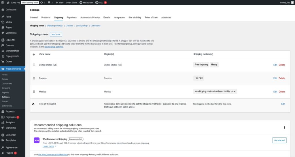Mexico shipping zone