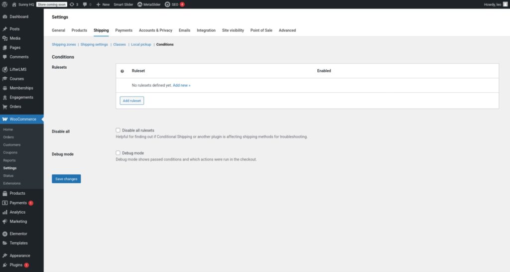 Conditional shipping rules