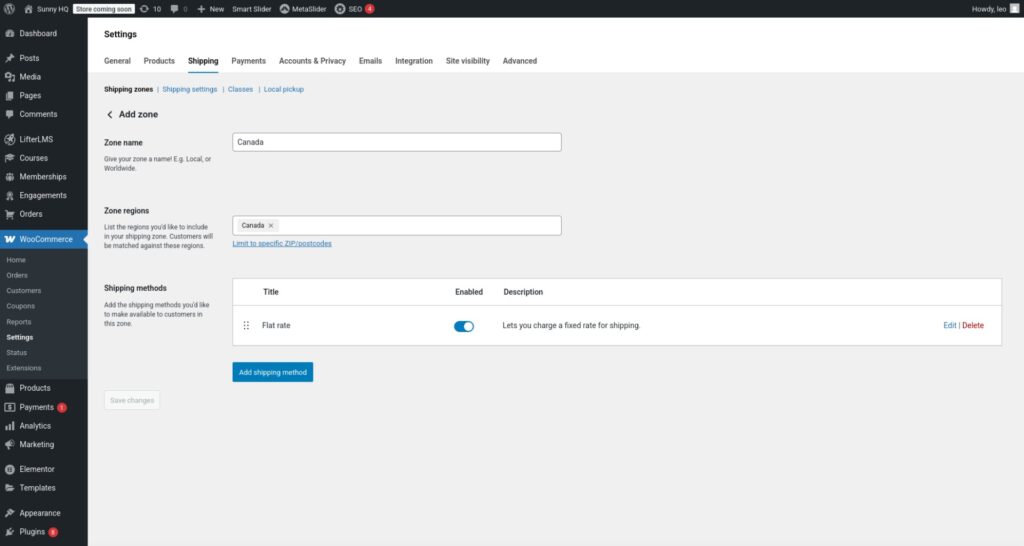 WooCommerce shipping zones