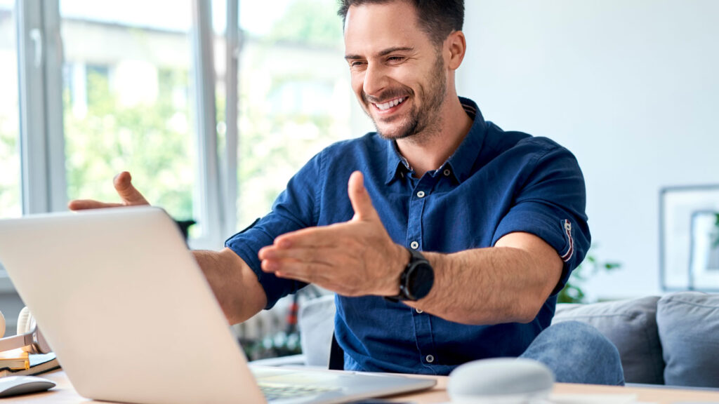 Man excited with website performance